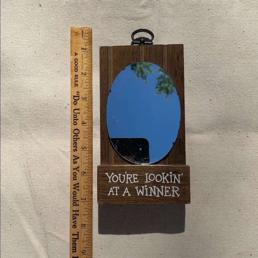 You’re Looking At A Winner vintage mirrored novelty wall plaque
